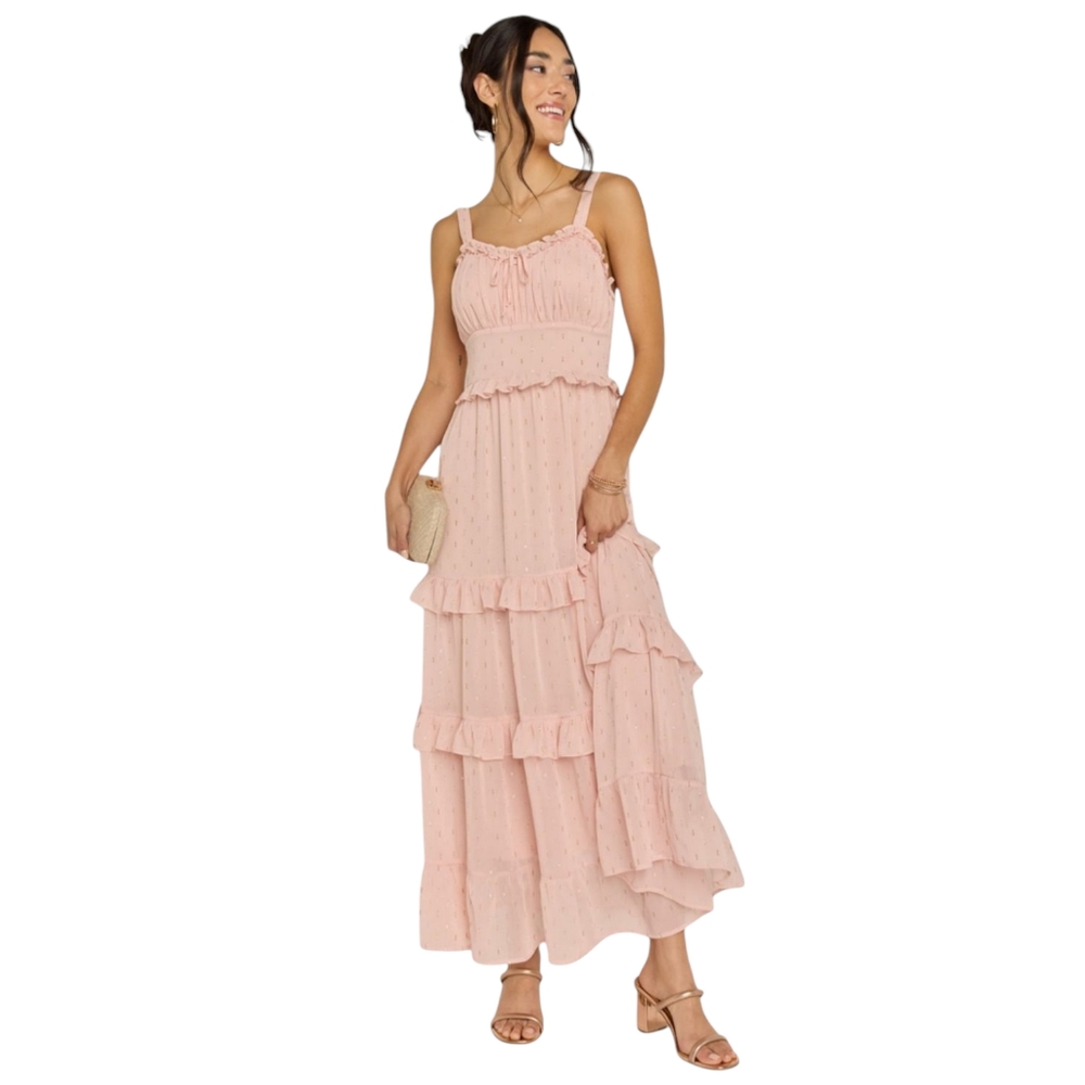 Francesca's‎ Maxi Womens XL Alexis Strappy Tiered Romantic Ruffled Boho Dress